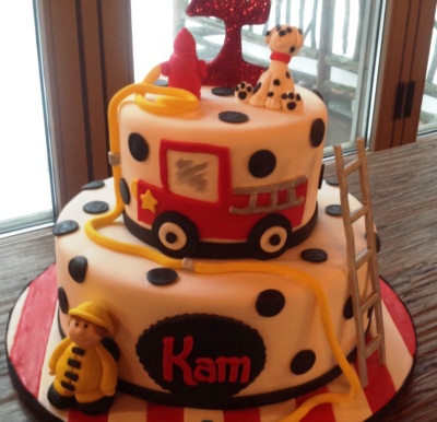 Fire Engine Themed Birthday Cake